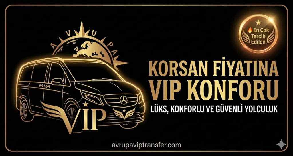 Avrupa VIP Transfer firmasına ait siyah ve altın renkli premium banner tasarımı.